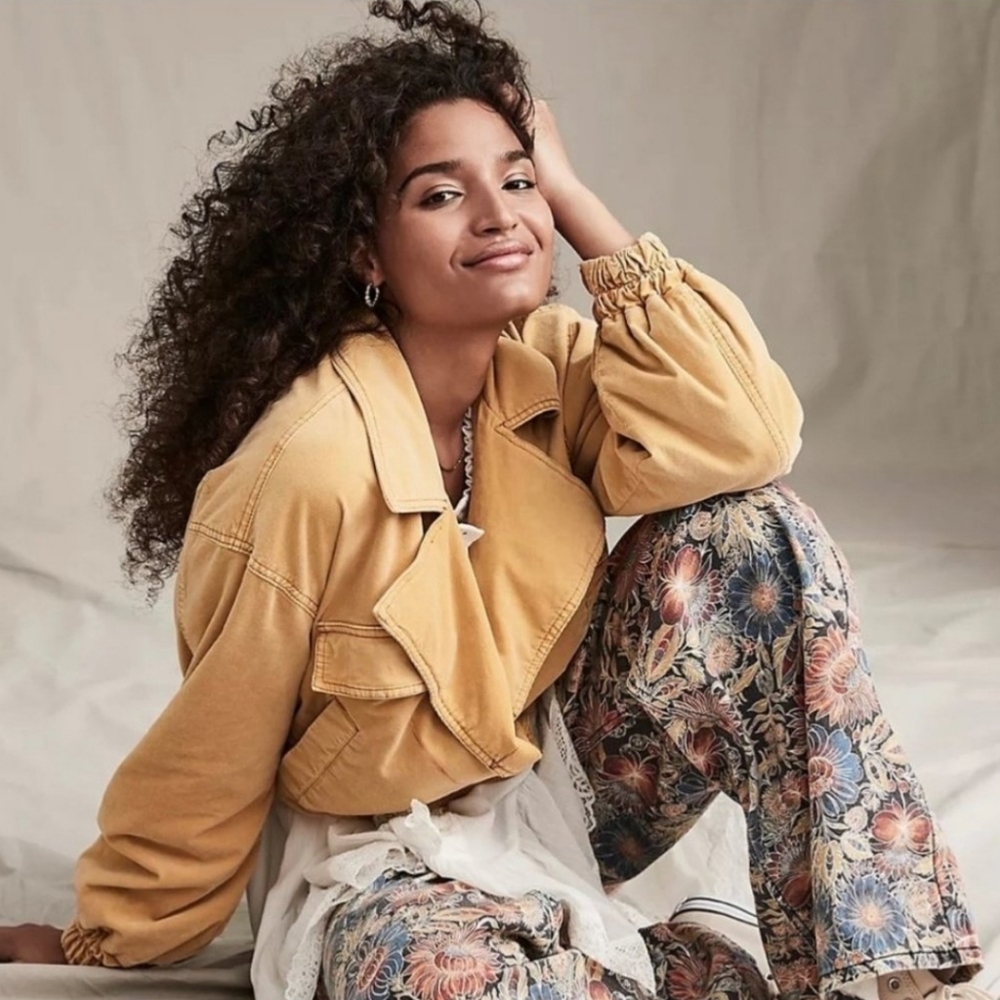 Free People Mustard Bomber Jacket